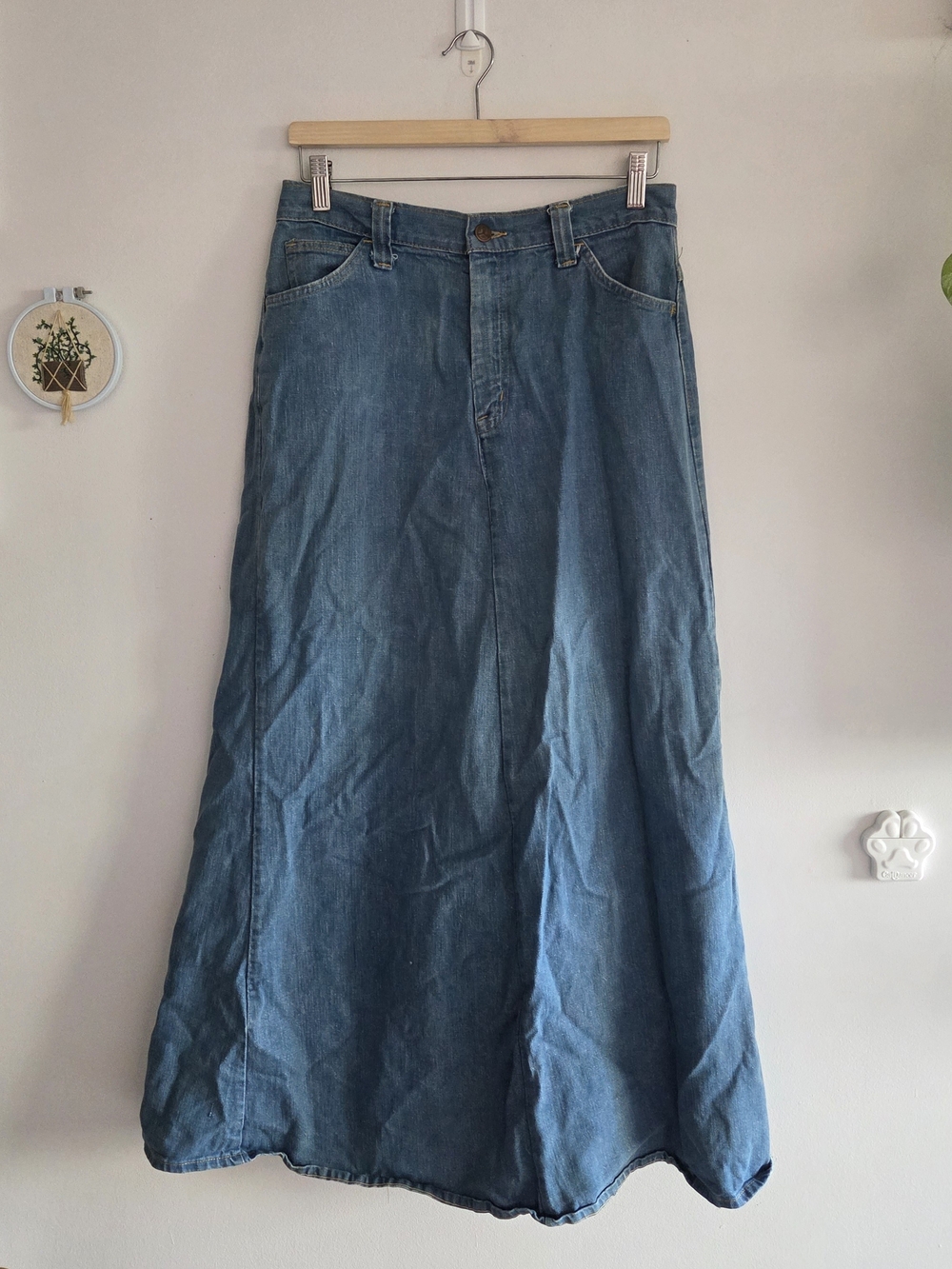 GWG Vintage Denim A-Line Maxi Skirt - Blue